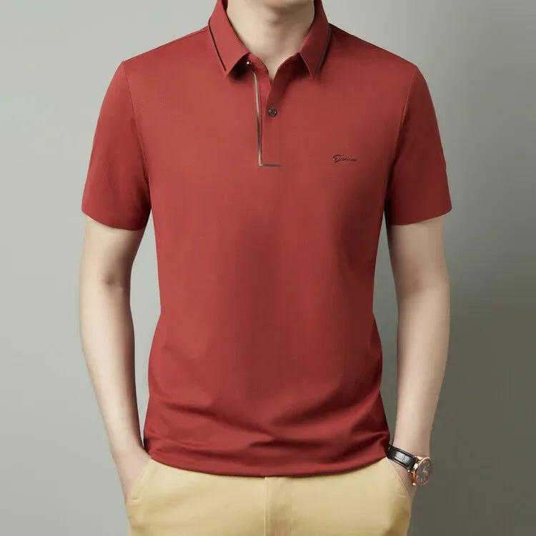 Men's Seamless Polo Shirt – Premium Cool Touch Fabric, Slim Fit Business Casual Golf Tee with Turn-Down Collar