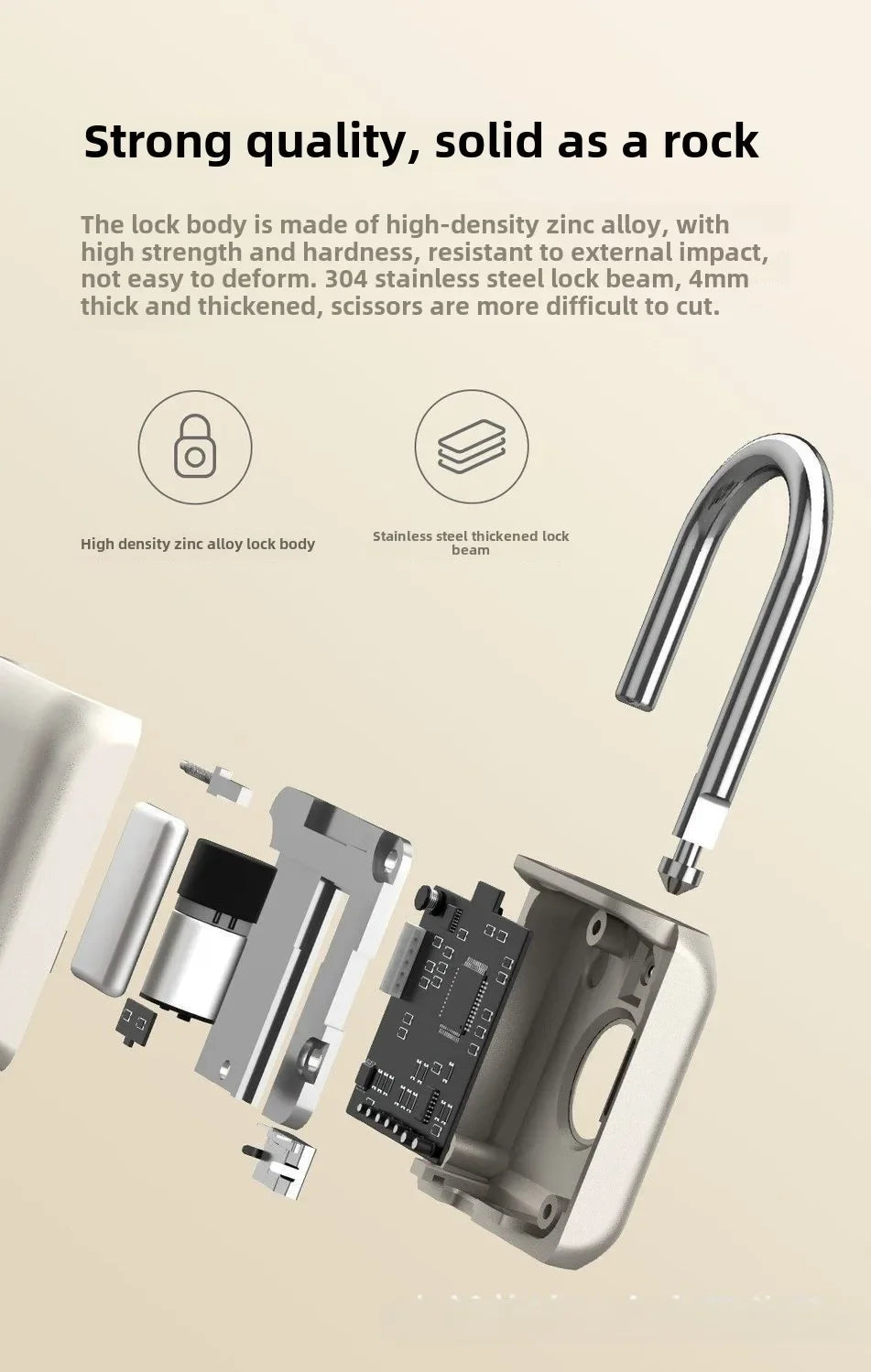 Smart Fingerprint Padlock – Electronic Lock for Luggage, Cabinets, Dorms, and More – Biometric Unlock for Secure Access