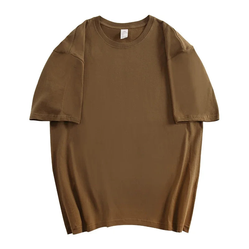 Unisex 100% Cotton Summer T-Shirt – Casual Loose Fit, Breathable Solid Color Tee for Men & Women