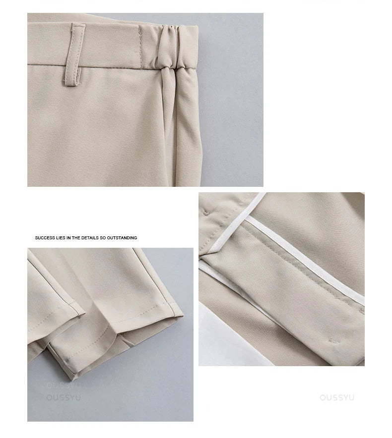 2025 Spring-Summer Men's Slim Fit Casual Business Jogger Pants with Elastic Waist, Available in Plus Sizes 40 and 42, Black