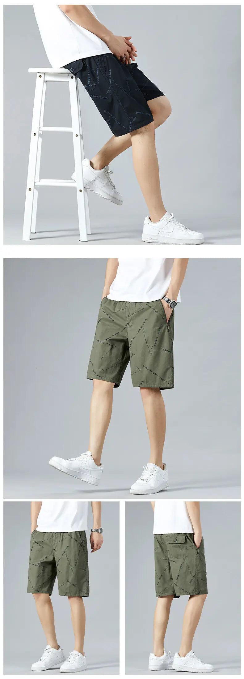 Men’s Relaxed Fit Sweat Shorts – Elastic Waist Cotton Cargo Gym Shorts with Drawstring, Casual and Comfortable