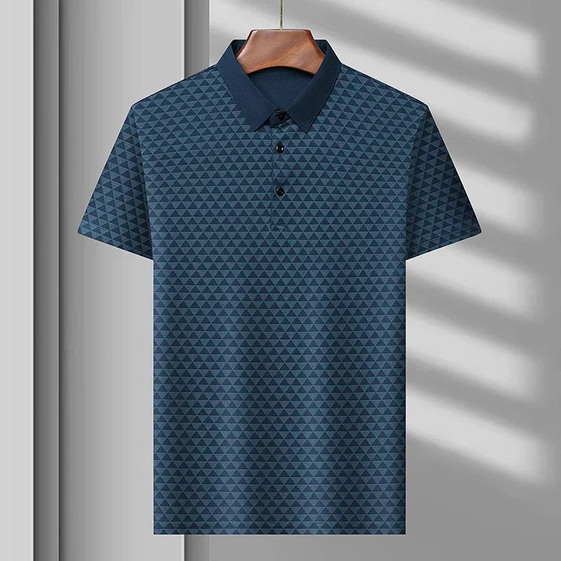 Men’s Breathable Ice Silk Polo Shirt – Seamless Short Sleeve Business Casual Summer Top