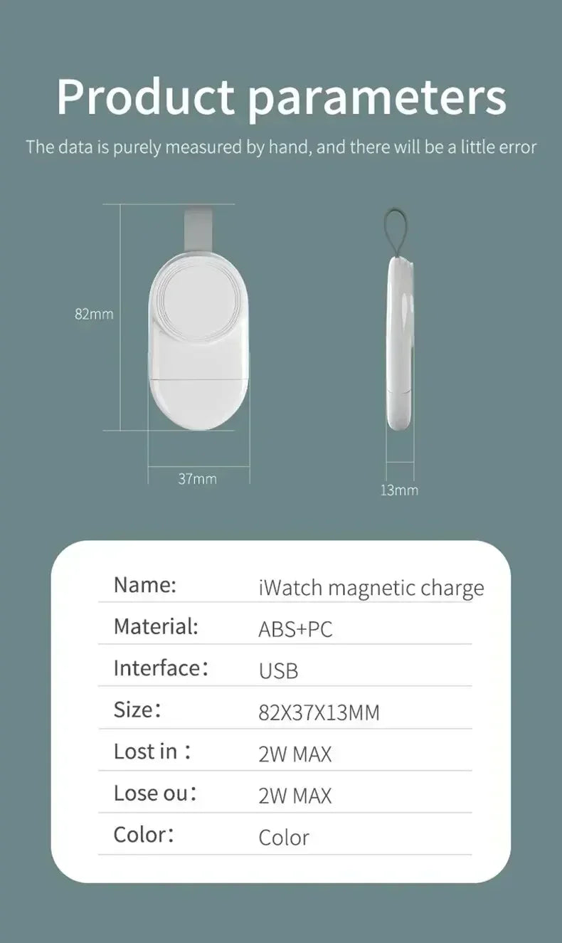 Portable Magnetic Wireless Charging Dock for Apple Watch Series Ultra/10/9/8/7/6/5/4/3/2/SE – Travel-Friendly Charger Stand