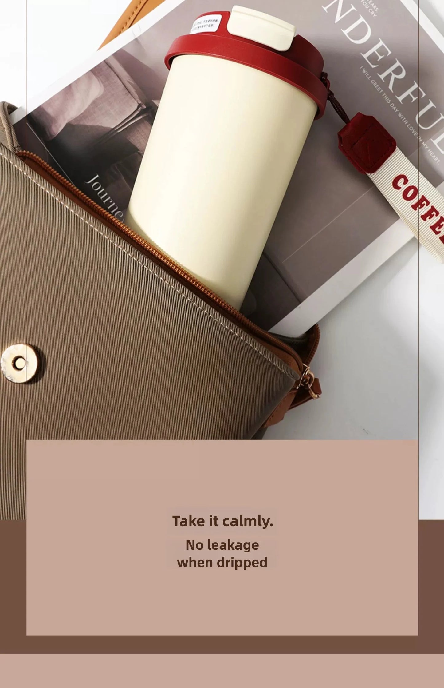 530ml Travel Coffee Mug – Reusable with Seal Lid, Stainless Steel & Ceramic Liner, Perfect for On-the-Go Coffee
