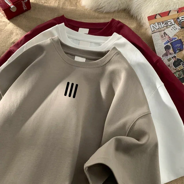 Men's Oversized Cotton T-Shirts – 2024 New Casual Summer Printed Tees, Fashionable and Comfortable, Available in White and 3XL Size.