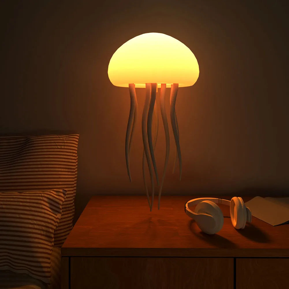 Voice-Controlled RGB Jellyfish Night Light – Gradient Bedside & Desk Lamp for Home or Office Decoration