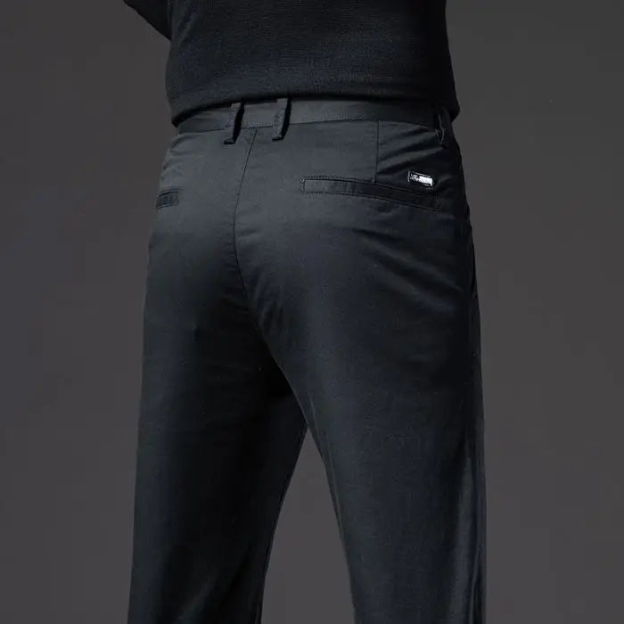 New Fashion Men's Slim Fit Straight Trousers – Comfortable, Breathable, Elastic Casual Long Pants for Everyday Wear