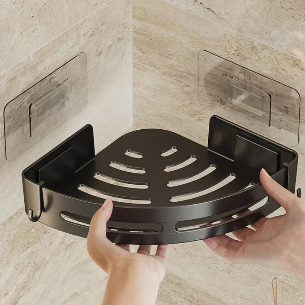 No-Drill Bathroom Organizer Shelves Kitchen Corner Rack for Shampoo, Makeup, Shower, and Towel Storage