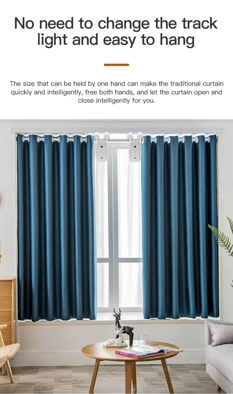 Smart WiFi/Bluetooth Curtain Opener – Automatic Electric Curtain Robot for Roman Rod & Track with Remote App Control