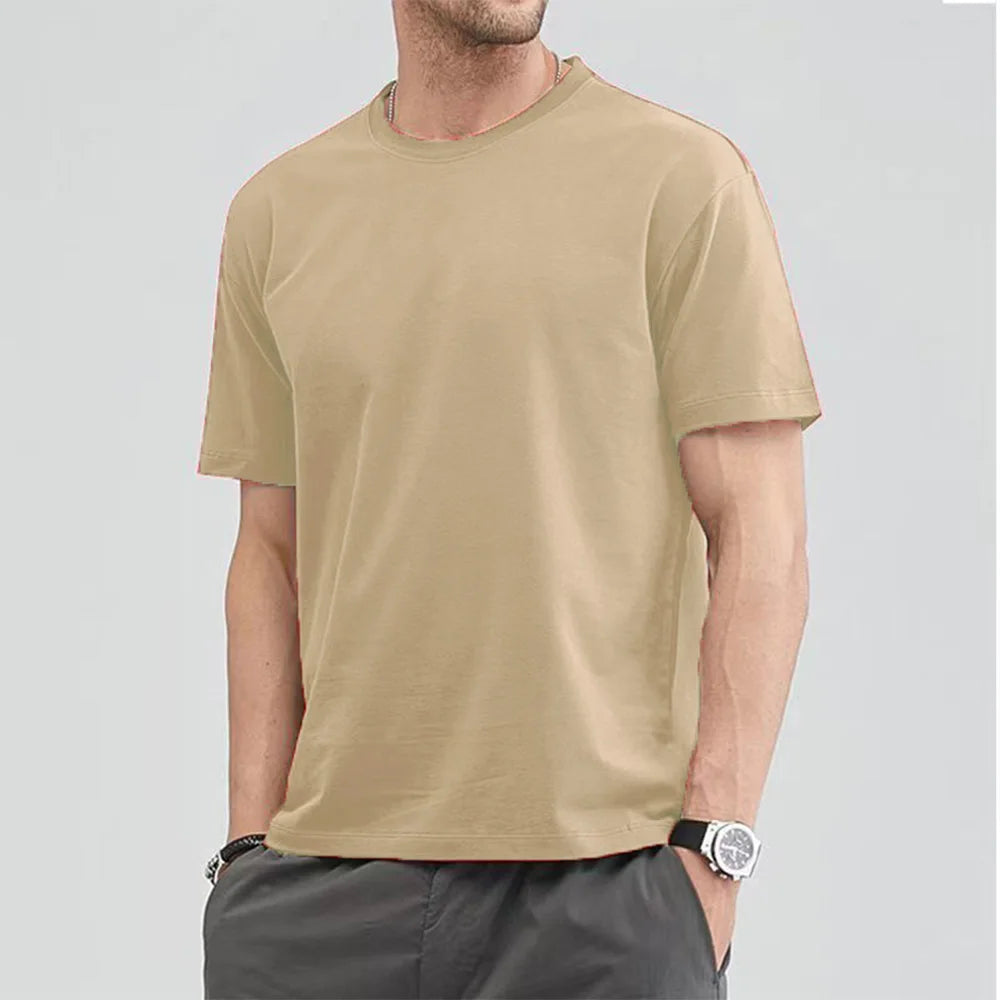 Unisex Loose Fit Cotton T-Shirt – Solid Color, Short Sleeve, Casual O-Neck Basic Tee for Summer 