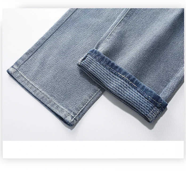 Vintage Men’s Baggy Jeans – Korean Style Starry Sky Fabric, Straight Fit Casual Denim Trousers, High Street Personalized Pants