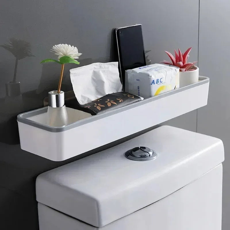 1pc Wall-Mounted Bathroom Storage Cabinet – No-Drill White Organizer Shelf for Above Toilet Use