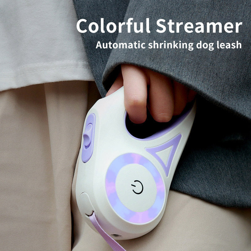 Retractable Dog Leash with Collar – Auto Traction Rope with Spotlight for Small & Medium Dogs