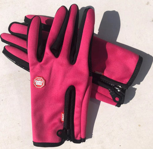 Touchscreen Full-Finger Winter Ski Gloves with Zipper