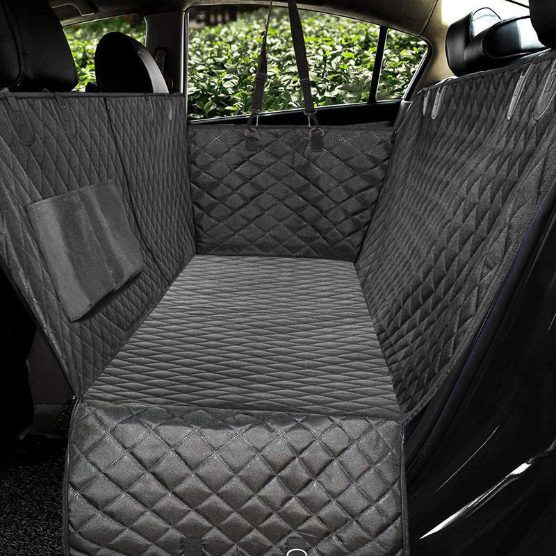 Dog Car Seat Cover with Mesh Window – Pet Hammock Protector for Back Seat, with Zipper & Storage Pocket for Travel