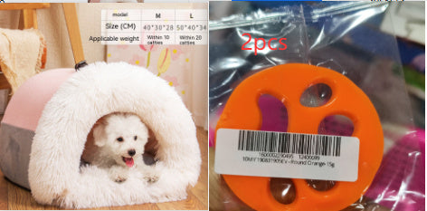 Portable Warm Pet Nest – Soft Long Fur Bed for Cats & Dogs, Moisture-Proof & Cozy for Autumn/Winter