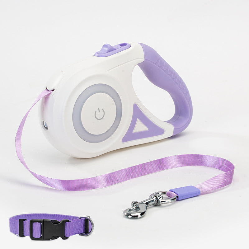 Retractable Dog Leash with Collar – Auto Traction Rope with Spotlight for Small & Medium Dogs