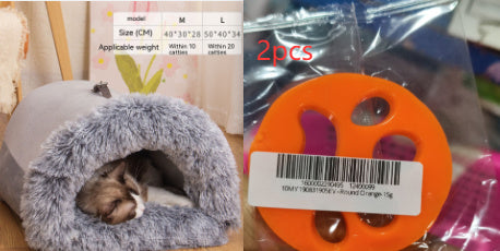Portable Warm Pet Nest – Soft Long Fur Bed for Cats & Dogs, Moisture-Proof & Cozy for Autumn/Winter