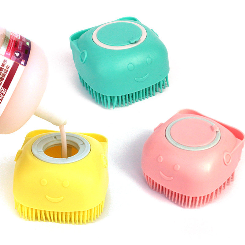 Silicone Pet Bath & Massage Gloves – 2-in-1 Grooming Brush with Shampoo Dispenser for Dogs & Cats
