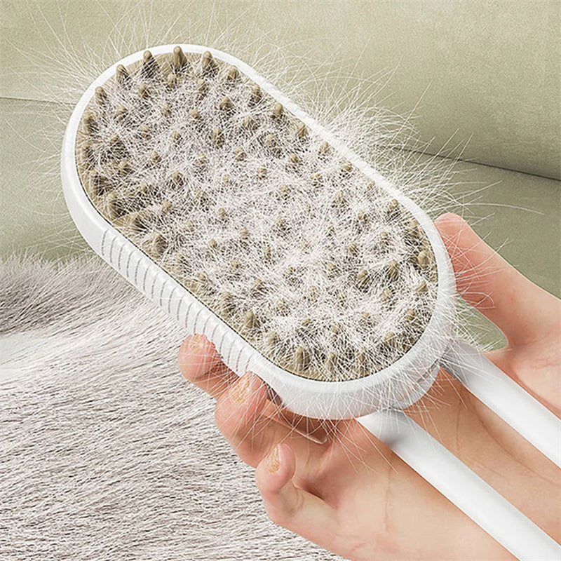 3-in-1 Electric Steam Pet Brush – Hair Removal, Massage & Grooming Comb for Cats & Dogs