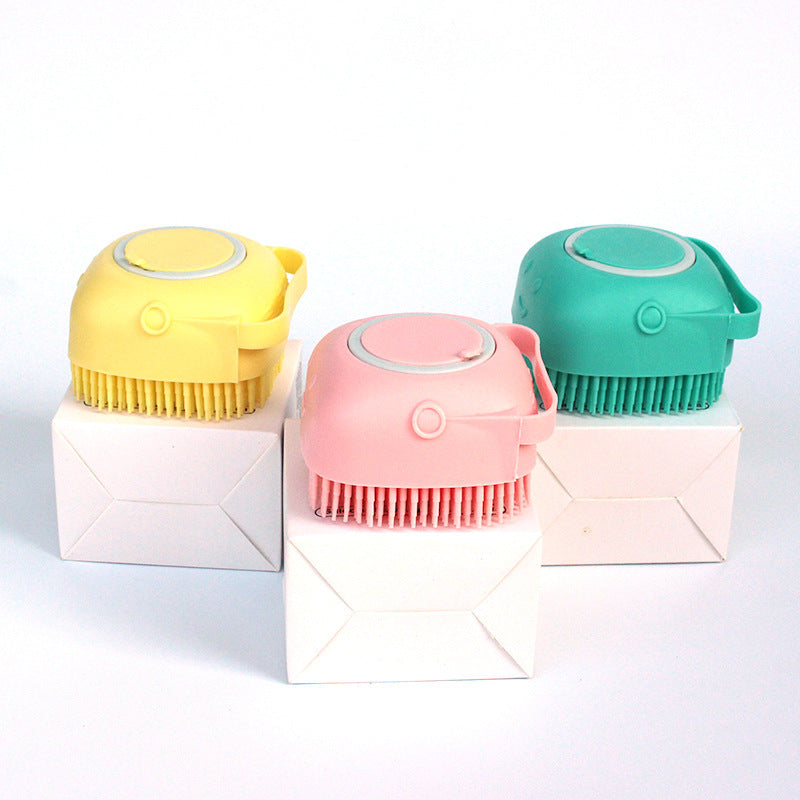 Silicone Pet Bath & Massage Gloves – 2-in-1 Grooming Brush with Shampoo Dispenser for Dogs & Cats
