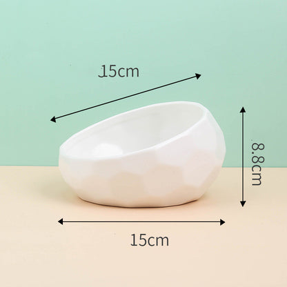 Ceramic Pet Bowl – Tilted Mouth Design for Cats & Small Dogs, Anti-Slip & Easy to Eat