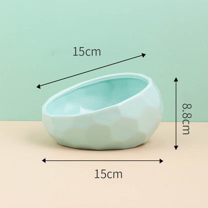 Ceramic Pet Bowl – Tilted Mouth Design for Cats & Small Dogs, Anti-Slip & Easy to Eat