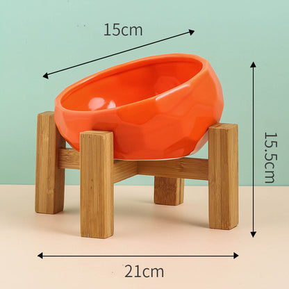 Ceramic Pet Bowl – Tilted Mouth Design for Cats & Small Dogs, Anti-Slip & Easy to Eat