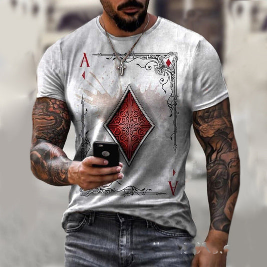 Men's T-Shirt with Playing Card Print Design