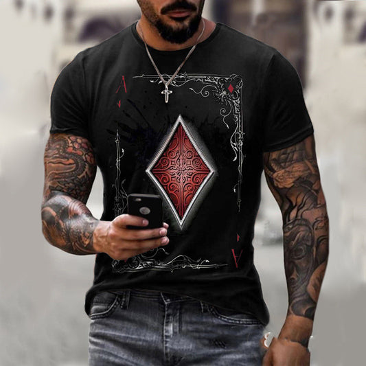 Men's T-Shirt with Playing Card Print Design