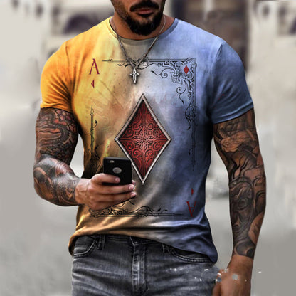 Men's T-Shirt with Playing Card Print Design