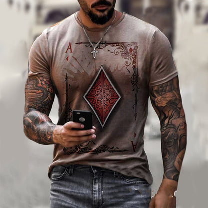 Men's T-Shirt with Playing Card Print Design