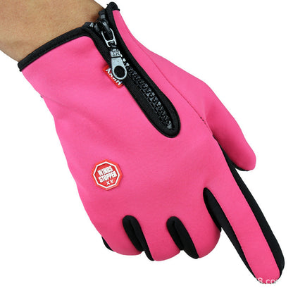 Touchscreen Full-Finger Winter Ski Gloves with Zipper