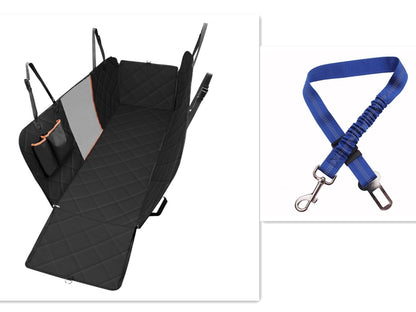 Dog Car Seat Cover with Mesh Window – Pet Hammock Protector for Back Seat, with Zipper & Storage Pocket for Travel