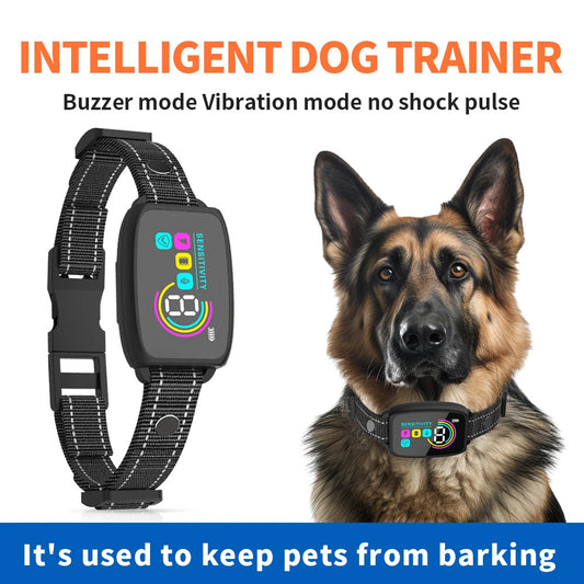 Smart Rechargeable Anti-Bark Dog Collar – HD Display, Waterproof, Bark Control Training Device for All Dog Sizes