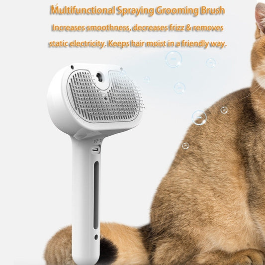 Self-Cleaning Pet Comb with Built-In Mist – Hair Remover & Grooming Brush for Dogs & Cats