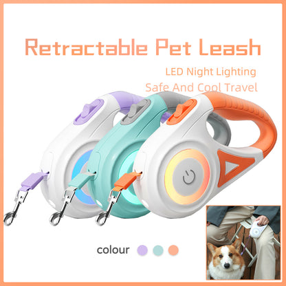 Retractable Dog Leash with Collar – Auto Traction Rope with Spotlight for Small & Medium Dogs