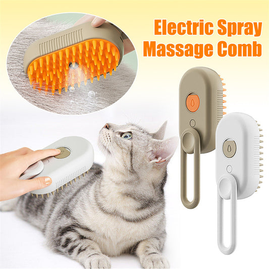 3-in-1 Electric Steam Pet Brush – Hair Removal, Massage & Grooming Comb for Cats & Dogs