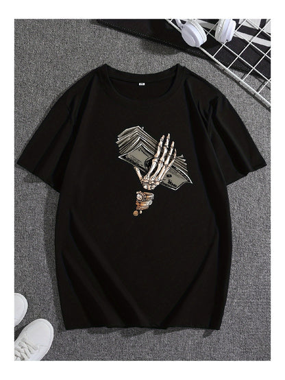 Skull Hand Graphic Black Tee – Stylish & Eye-Catching Short Sleeve Shirt