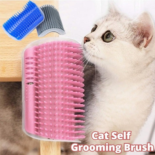 Cat Self-Grooming Wall Brush – Corner Rubbing Device with Catnip for Indoor Cats