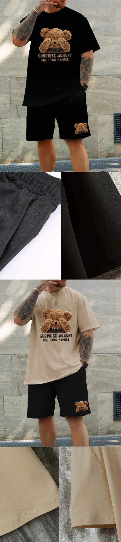 Men's Summer Two-Piece Set – Printed Short Sleeve T-Shirt & Shorts, Trendy Round Neck Sports Outfit for Casual Wear