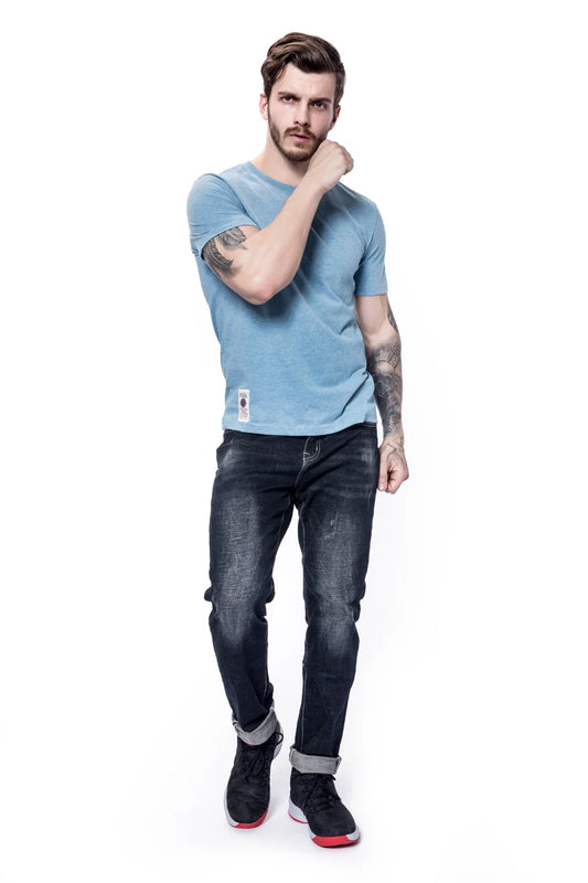 New Men's Cotton Solid Color Short Sleeve T-Shirt – Multi Pure Colors, Fancy Yarn Fabric in Wine, White, and Blue