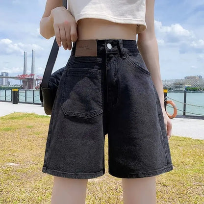 High-Waisted Lace Trim Denim Shorts – Cute Korean Style for Everyday Comfort & Style