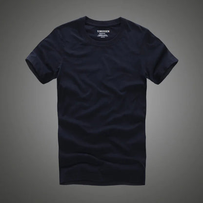 Men's 100% Cotton Solid T-Shirt – Soft, High-Quality O-Neck Short Sleeve Casual Top