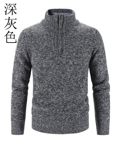Men’s Warm Half-Zip Turtleneck Sweater – Thick Fleece Knit Pullover for Winter & Spring | Slim Fit Wool Jumper 3XL