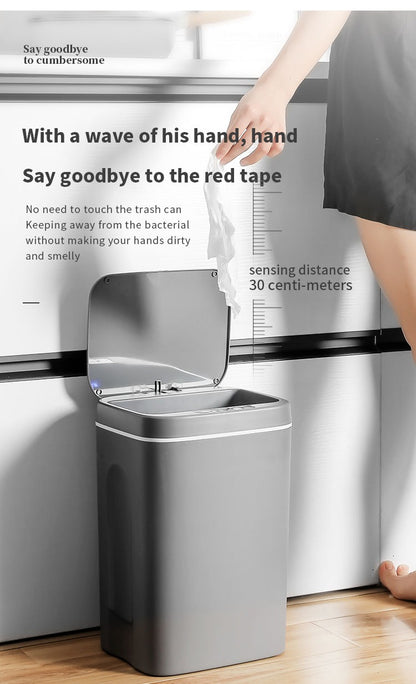 16L Smart Motion Sensor Trash Can – Touchless Automatic Garbage Bin with Lid for Kitchen &amp; Bathroom, Waterproof Electric Wastebasket