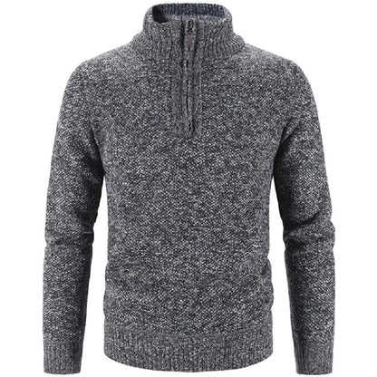 Men’s Warm Half-Zip Turtleneck Sweater – Thick Fleece Knit Pullover for Winter & Spring | Slim Fit Wool Jumper 3XL