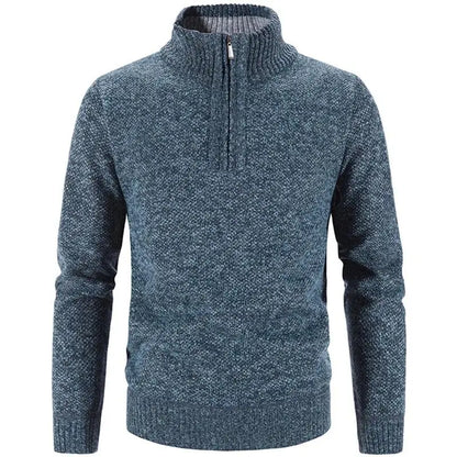 Men’s Warm Half-Zip Turtleneck Sweater – Thick Fleece Knit Pullover for Winter & Spring | Slim Fit Wool Jumper 3XL