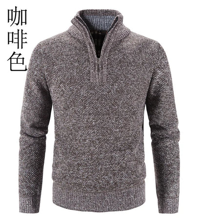 Men’s Warm Half-Zip Turtleneck Sweater – Thick Fleece Knit Pullover for Winter & Spring | Slim Fit Wool Jumper 3XL