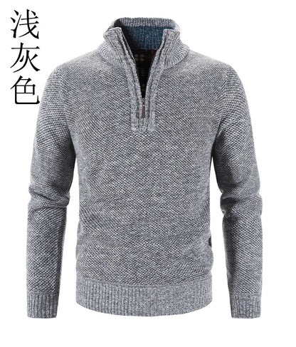 Men’s Warm Half-Zip Turtleneck Sweater – Thick Fleece Knit Pullover for Winter & Spring | Slim Fit Wool Jumper 3XL